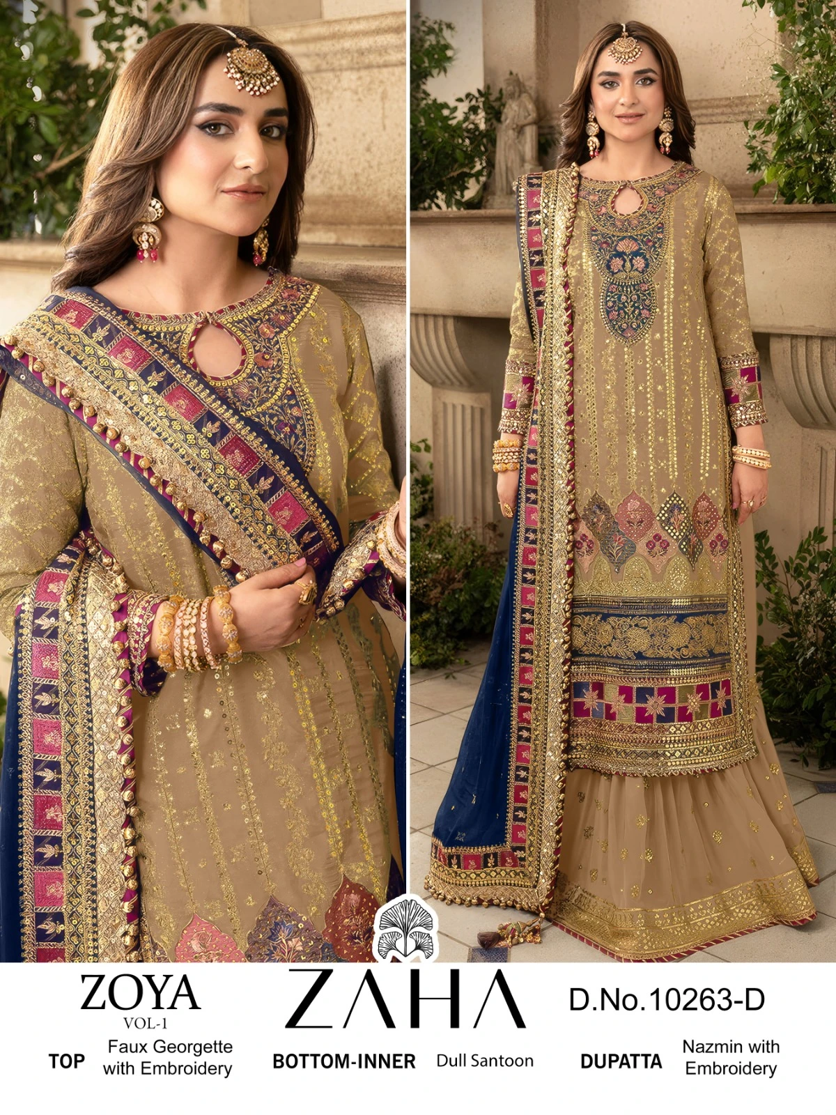 Zaha Zoya Vol 1 Faux Georgette Wholesale Pakistani Salwar Suit Catalog — Wholesale Salwar Suits, MPA wholesale from Surat - Gallery Image 3